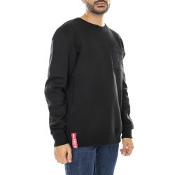 Alpha Industries-Nylon Pocket Sweater Black - Felpa Girocollo Uomo Nera-108303-03