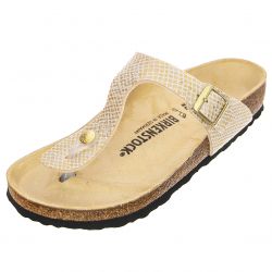 Birkenstock-Womens Gizeh Shiny Python Eggshell Sandals - Regular Fit-1018481