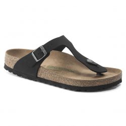 Birkenstock-Unisex Gizeh Birkibuc Earthy Black Sandals - Narrow Fit-1020380