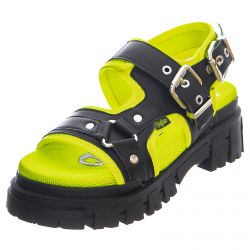 Buffalo-Womens Jorja Black / Neon Yellow Sandals -BFSJORJA-BK