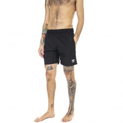 Adidas-Mens Trefoil Essentials Black Swim Shorts-H35499