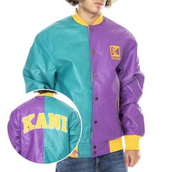 Karl Kani-Og Fake Leather Purple / Teal Green College Jacket -KRCKKMQ32058PRP