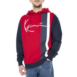 Karl Kani-Mens Signature Block Dark Red / Navy / Off White Hooded Sweatshirt -KRCKKMQ32005DRED
