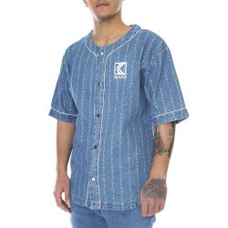 Karl Kani-Mens Og Denim Baseball Blue Short-Sleeve Shirt -KRCKKMQ12124BLU