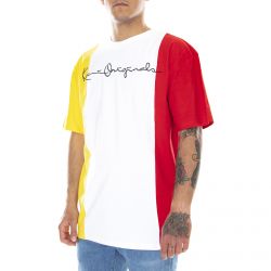 Karl Kani-Originals Block White / Yellow / Red T-Shirt-KRCKKMQ12145WHT