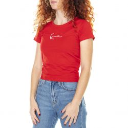 Karl Kani-Womens Small Signature Red Crew-Neck T-shirt-KRCKKWQ22002RED