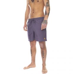 CARHARTT WIP-Mens Chase Swim Trunks - Provence / Gold - Bermuda da Bagno Uomo Viola-I026235.0AF.90.03
