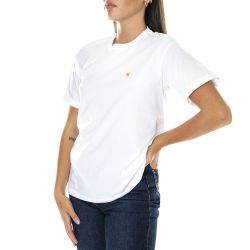 CARHARTT WIP-W' Chase T-Shirt White / Gold - Maglietta Girocollo Donna Bianca-I029072.00R.XX.03
