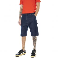 CARHARTT WIP-Ruck Single Knee Short Blue / One Wash - Bermuda Denim Jeans Uomo Blu-I022950-012Y