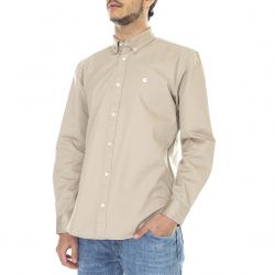 CARHARTT WIP-L/S Madison Shirt Wall / White - Camicia Uomo Beige-I023339-11DXX
