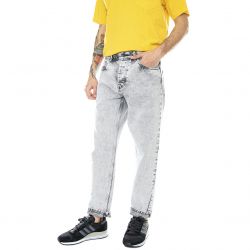 CARHARTT WIP-Newel Pant Black / Sun Washed - Pantaloni Denim Jeans Uomo Grigi-I029208-8925