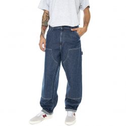CARHARTT WIP-Double Knee Pant Blue stone washed - Pantaloni Denim Jeans Uomo Blu-I030463-0106