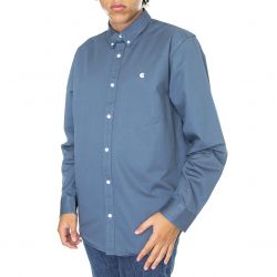 CARHARTT-L/S Madison Shirt Storm Blue / Wax - Camicia Uomo Blu-I023339-0Y6XX