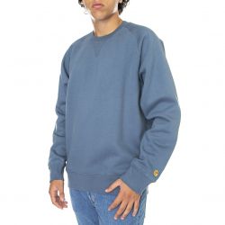 CARHARTT-Chase Sweat Storm Blue / Gold - Felpa Girocollo Uomo Blu-I026383-0XWXX