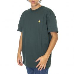 CARHARTT WIP-S/S Chase T-Shirt Juniper / Gold - Maglietta Girocollo Uomo Verde-I026391-429