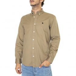 CARHARTT WIP-L/S Madison Shirt Leather / Black - Camicia Uomo Marrone-I023339-0DKXX