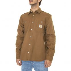 CARHARTT WIP-L/S Clink Shirt Hamilton Brown rigid - Camicia Uomo Marrone-I029827-HZ01