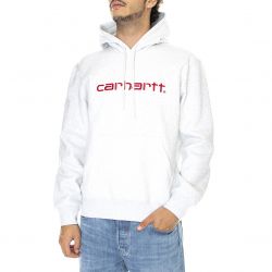 CARHARTT WIP-Hooded Carhartt Sweat Ash Heather / Rocket - Felpa con Cappuccio Uomo Grigia-I030230-10GXX