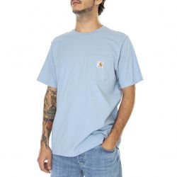 CARHARTT WIP-S/S Pocket T-Shirt Misty Sky - Maglietta Girocollo Uomo Blu-I030434-0W9XX