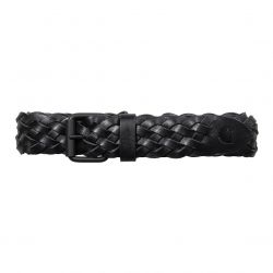 CARHARTT WIP-Plait Belt Black / Black - Cintura in Pelle Nera-I030993-00EXX