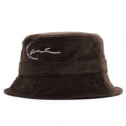 Karl Kani-Signature Velvet  Dark Brown Bucket Hat-KRAKA213-011-1