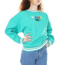Karl Kani-Womens Small Signature Dark Mint Crew-Neck Sweatshirt-KRCKW213-046-1