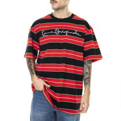Karl Kani-Mens Originals Stripe Black / Red Crew-Neck T-Shirt -KRCKM213-078-2