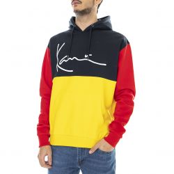 Karl Kani-Mens Signature Block Teddy Yellow / Blue / Red Hoodied Sweatshirt-KRCKM213-086-1
