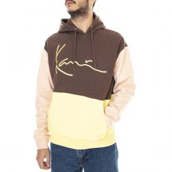 Karl Kani-Mens Signature Block Brown / Rose / Light Yellow Hooded Sweatshirt-KRCKM213-065-1
