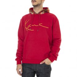 Karl Kani-Mens Signature Patch Red Hooded Sweatshirt-KRCKM213-014-1