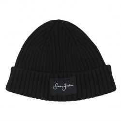 SEAN JOHN-Script Logo Short Black Baenie Hat