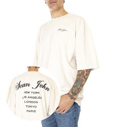 SEAN JOHN-Mens Script Logo Peached City Backprint Tee 01 Beige