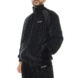 SEAN JOHN-Monogram Devoréw Velours Track Jacket 01 Black - Giacca Invernale Uomo Nera