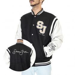 SEAN JOHN-SJ Legendary College Jacket 01 Black / Off-White - Giacca Invernale Uomo Nera / Bianca