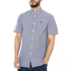 Lyle & Scott-Gingham Shirt - Navy / White - Camicia Maniche Corte Uomo Blu / Multicolore-SW1201V-Z650