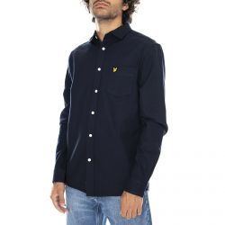 Lyle & Scott-Brushed Twill Shirt - Dark Navy - Camicia Uomo Blu-LW1303V-Z271