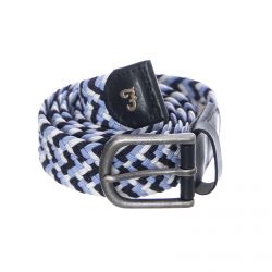 Farah-Eider Elastic Leather Belt - White / Blue - Cintura in Pelle Bianca / Blu-880020-WAB