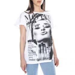 MOTEL ROCK-bbey B&W Vogue Print White T-Shirt -MRCABBEY T - B&W VOG