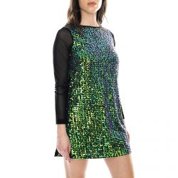 Motel Rocks-Criss Cross Sequin Dress - Green - Abito Verde Paillettes Donna-MRCISABELLA DRESS-GN