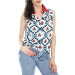 Motel Rocks-Womens Matica Retro Tile Sleeveless Shirt -MRCMATICA SHT-RET TI