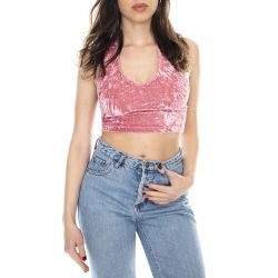 Motel Rocks-Womens Halter Crushed Dream Velvet Top-MRCHALTERTOP-CRDRV