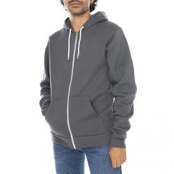 LOS ANGELES APPAREL-Mens Flex Fleece Zip-Up Asphalt Grey Hooded Sweatshirt-LACF97-ASPHALT