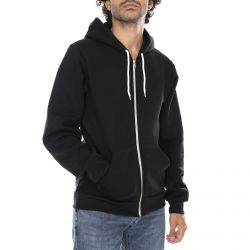 LOS ANGELES APPAREL-Black Flex Fleece Zip-Up Black Hooded Sweatshirt-LACF97-BLK