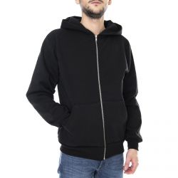 LOS ANGELES APPAREL-Heavy Fleece Zip-Up Hooded Sweatshirt - Black - Felpa con Cappuccio e Zip Uomo Nera-LACHF10-BLK