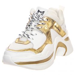 NAKED WOLFE-Track Shoes - Gold / White - ScarpeStringate Profilo Basso Donna Oro / Bianche-NWSTRACK-GOLDCR