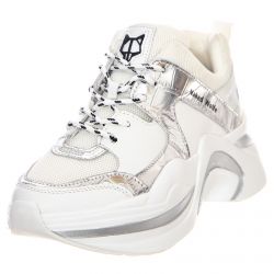 NAKED WOLFE-Track Sneakers - Silver / Croco / White - Scarpe Stringate Profilo Basso Donna Argento / Bianche-NWSTRACK-SILCRW