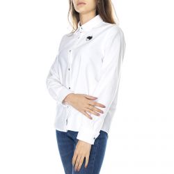 BRAVA FABRICS-Yoko Essential Shirt - White - Camicia Donna Bianca-YOKO ESSENTIAL SHIRT LS