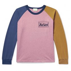 ARIES-Mens Raglan Temple Red / Blue / Pink Long-Sleeve T-Shirt-SRAR60800-PNK
