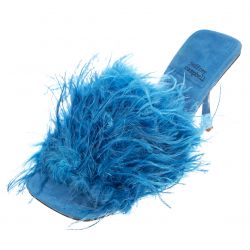 Jeffrey Campbell-Womens Chauffeur Blue Faux Suede+Fur Sandals-JCSJC-921-9-9-BLU