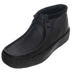Clarks-Mens Wallabee Cup Bt Black Leather Ankle Profile Shoes
